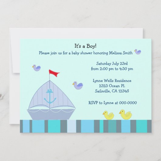 Bateau nautique Baby Boy Shower Invitation (Devant)