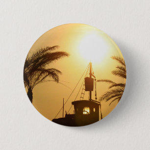 Bateau Palm Trees Sun Photo Round Badge