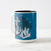 Bateau pirate & Ancre blanc Silhouette Mug (Devant gauche)