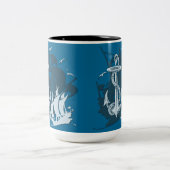 Bateau pirate & Ancre blanc Silhouette Mug (Centre)