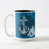 Bateau pirate & Ancre blanc Silhouette Mug (Gauche)