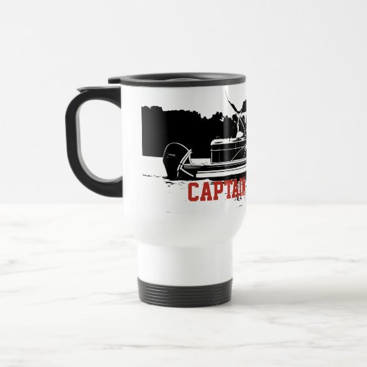 Bateau Ponton personnalisé Voyage Mug en noir (Gauche)