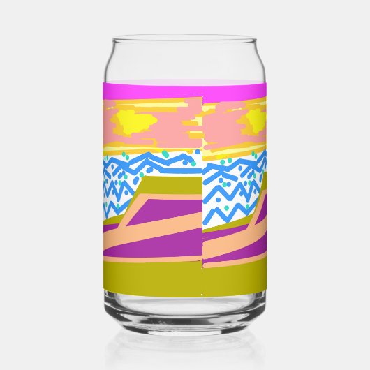 Bateau rose violet jaune coucher de soleil Vagues  (Recto)