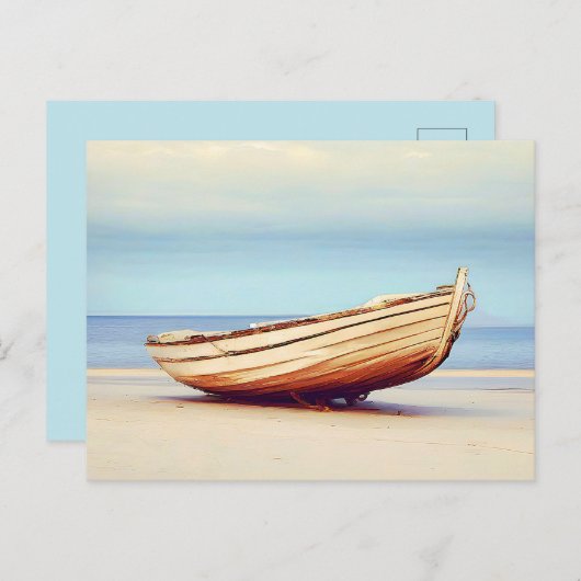 Bateau sur la plage Carte postale (Devant / Derrière)