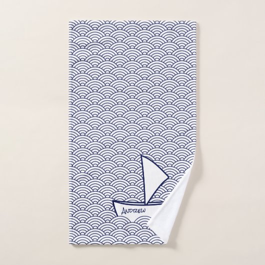 Bateau sur Waves Ensemble de serviettes de bain (Serviette à main)