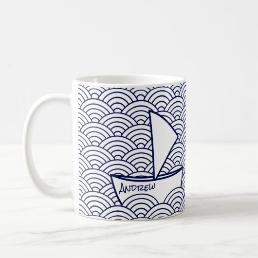 Bateau sur Waves Mug (Gauche)