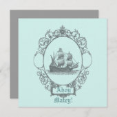 Bateau vintage Pirate Anniversaire Fête Invitation (Devant / Derrière)