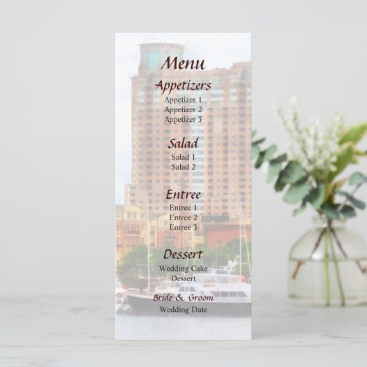 Bateaux à Inner Harbour Baltimore MD Menu Mariage (Debout devant)