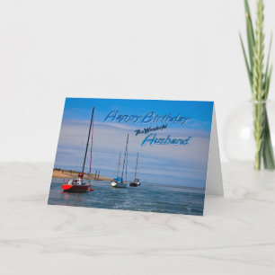 Bateaux à voile à l'ancre carte d'anniversaire pou