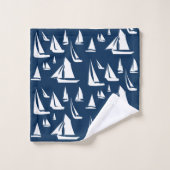 Bateaux à voile Bleu marine (Gant de toilette)