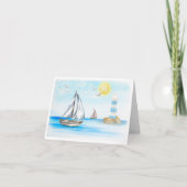 Bateaux à voile dans une carte Blue Ocean Note (Bl (Devant)
