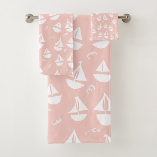 Bateaux à voile Motif rose blanc (En situation)