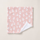 Bateaux à voile Motif rose blanc (Gant de toilette)