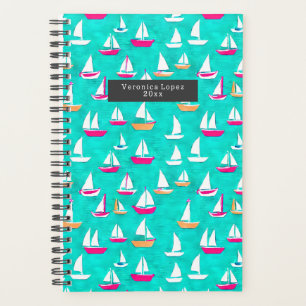 Bateaux à voile Motif rose et Turquoise