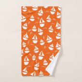 Bateaux à voile Motif Rouge Blanc (Serviette à main)