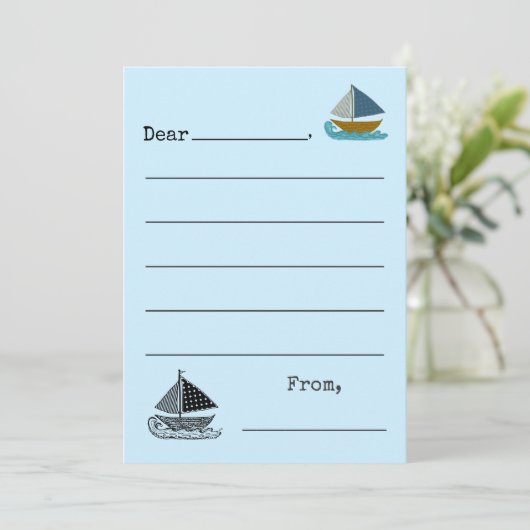 Bateaux à voiles larges écriture papier Cartes enf (Debout devant)