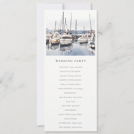 Bateaux côtiers à Harbour Programme de mariage mar (Dos)