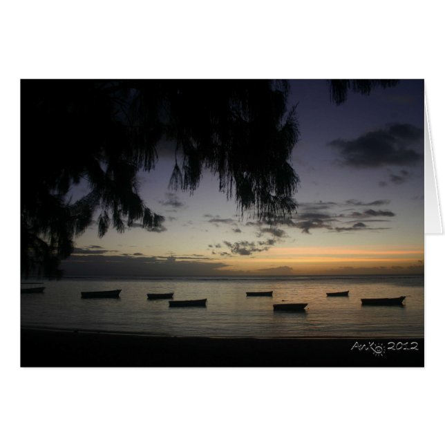 Bateaux de pêche au coucher du soleil (Devant horizontal)