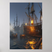 bateaux de pirates en mer | AI Art Poster (Devant)