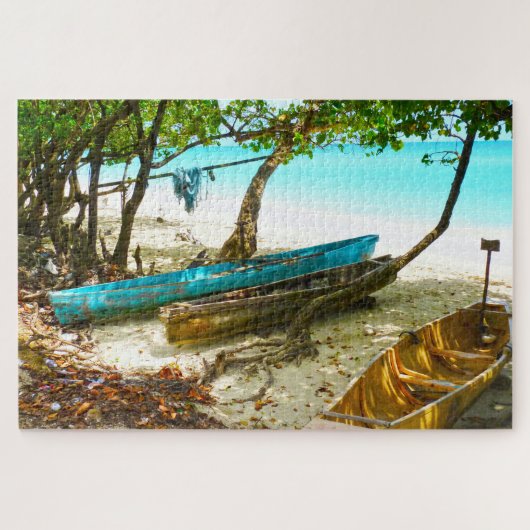 Bateaux de plage Jamaïque. Puzzle (Horizontal)