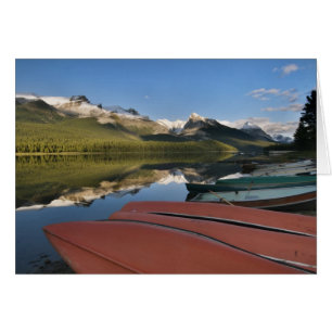 Bateaux garés sur le rivage du lac Maligne,