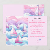 Bateaux nautiques Baby Girl Douche Invitation (Devant / Derrière)