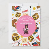 Bateaux roses et trésor Invitation de fête de pira (Devant)