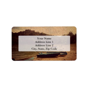 Bateaux sur les étiquettes de adresse de lac