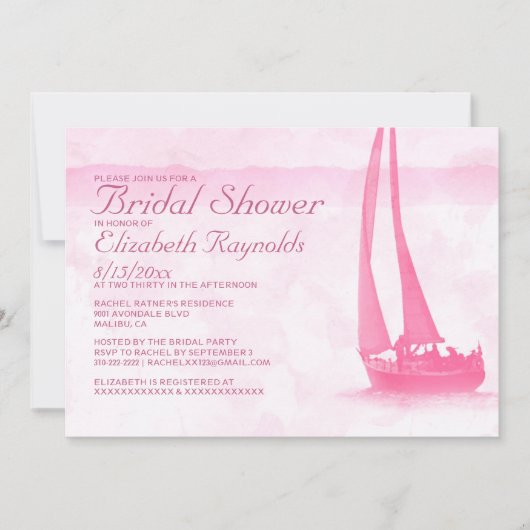 Bateaux Whimsical Invitations de douche nuptiale (Devant)