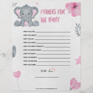 Baten voor de Baby [Baby olifant [roze]] Briefhoofd