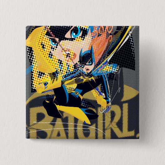 Batgirl Swinging Kick Vierkante Button 5,1 Cm (Voorkant)