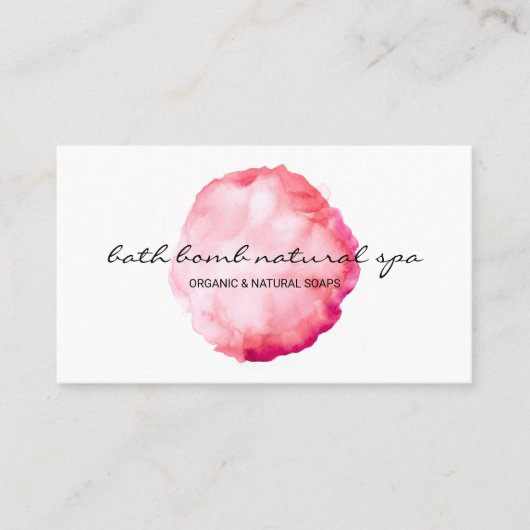 Bath Bomb Green Circle Waterverf Penseel roze Visitekaartje (Voorkant)
