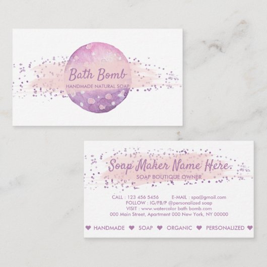 Bath Bomb Natural Soap Spa Visitekaartje (Voorkant / Achterkant)