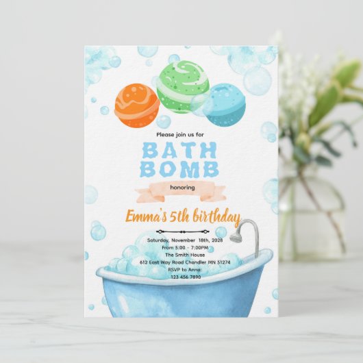 Bath bomb Party Invitation (Debout devant)