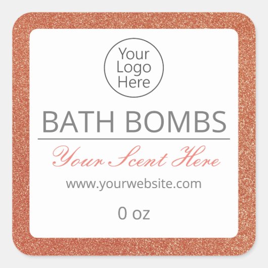 Bath Bomb Soak Roos Gold Glitter Logo Labels (Voorkant)
