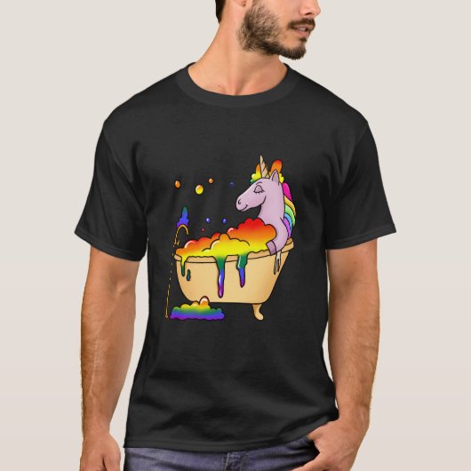 Bath Bomb - Unicorn Bathing in Bathtub LBGT T-shirt (Voorkant)