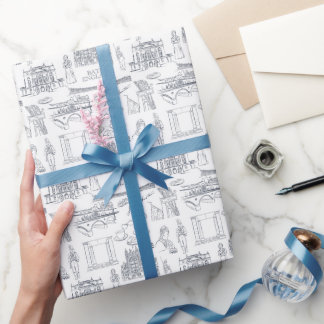 Bath, England Toile stijlpatroon, Jane Austen Cadeaupapier