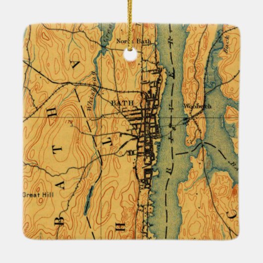 Bath Maine  Map 1894 Keramisch Ornament (Achterkant)