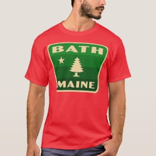 Bath Maine Retro Pine Tree Badge Groen T-shirt