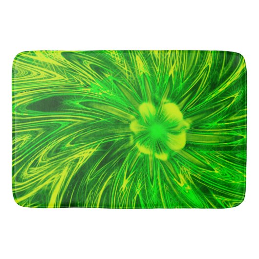 Bath Mat Abstracte Lijnen Groene Bloem (Voorkant)