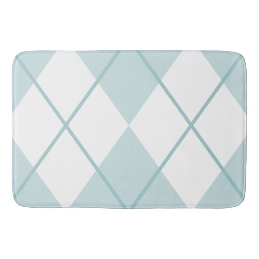 Bath Mat/Blue en White Pset Diamond Pattern Badmat (Voorkant)