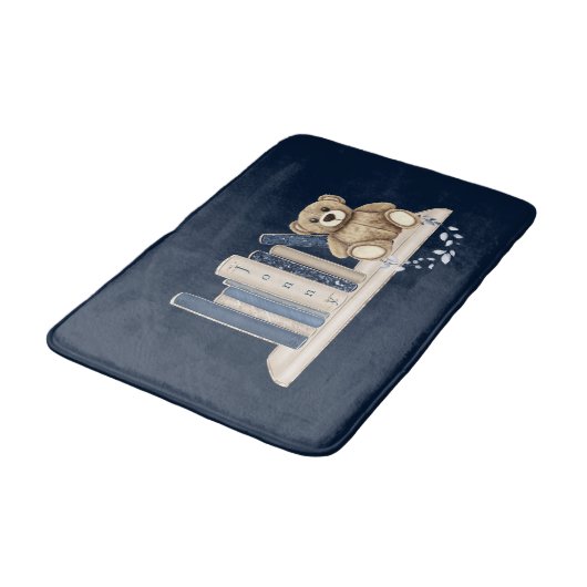 Bath Mat Boy's Books and Teddy Bear Opt 2 (Gekanteld)