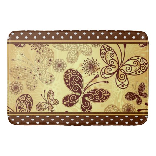 Bath Mat/Butterflies, Flowers and Polka Dots Badmat (Voorkant)