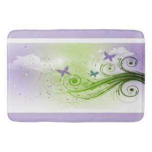 Bath Mat/Butterflies, Swirls and Clouds Badmat
