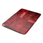 Bath Mat Large Red Floral Print Patchwork (Gekanteld)