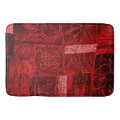 Bath Mat Large Red Floral Print Patchwork (Voorkant)