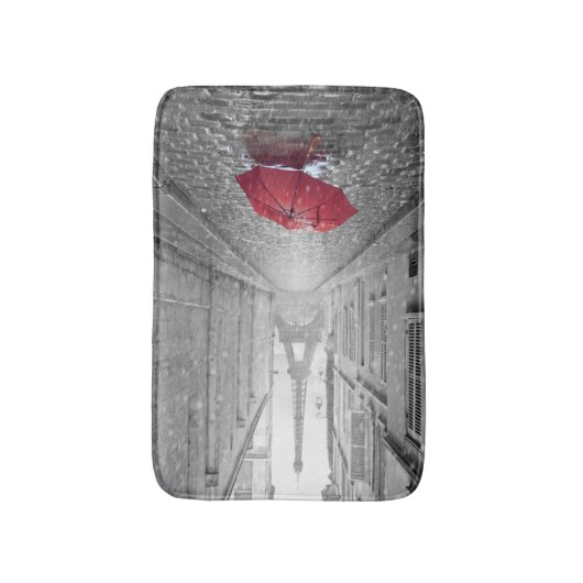 Bath mat met Eiffeltoren en een rode paraplu (Voorkant Verticaal)