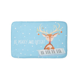 Bath Mat met kerstrendiertjes die piano spelen