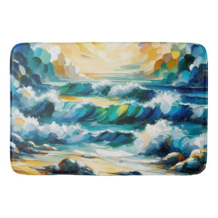Bath Mat Ocean Waves en Sunrise Abstracte kunst