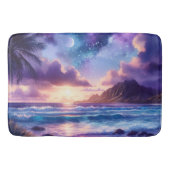 Bath Mat Paarse nacht Sky Moon Tropisch strand (Voorkant)